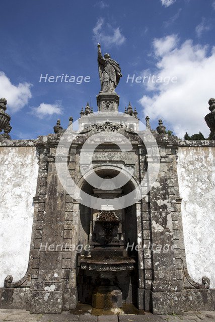 Statue on the monumental Baroque stairway, Bom Jesus do Monte Church, Braga, Portugal, 2009.  Artist: Samuel Magal