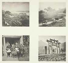 Part of Foochow Foreign Settlement; Terracing Hills; Foochow Field Women; A Memorial Arch, c. 1868. Creator: John Thomson.