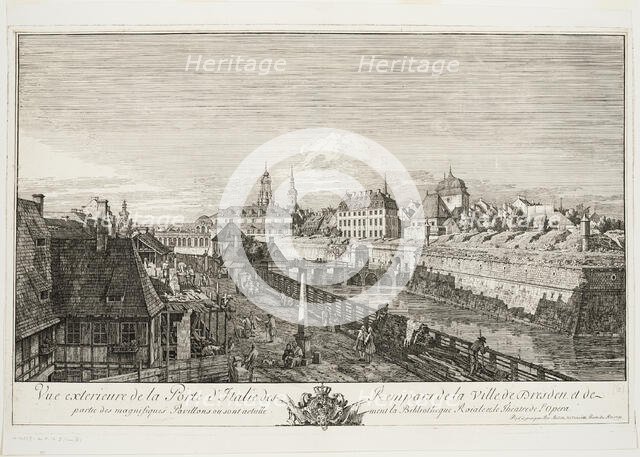 Exterior View of the Italian Gate of the Ramparts of the Town of Dresden, 1750. Creator: Bernardo Bellotto.