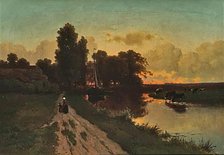 On a Dutch Canal, 1858. Creator: Gerrit Alexander Godart Filip Mollinger.