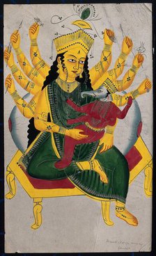 Parvati enthroned nursing Ganesha. Creator: Unknown.