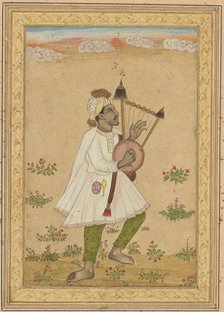 An African Lyre Player (recto); Calligraphy (verso), c. 1640-1660. Creator: Unknown.
