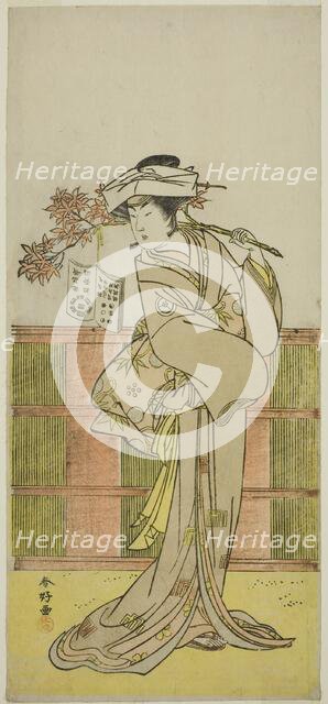 The Actor Iwai Hanshiro IV as Umegae Disguised as the Female Fortune-teller Omatsu..., c. 1781. Creator: Katsukawa Shunko.