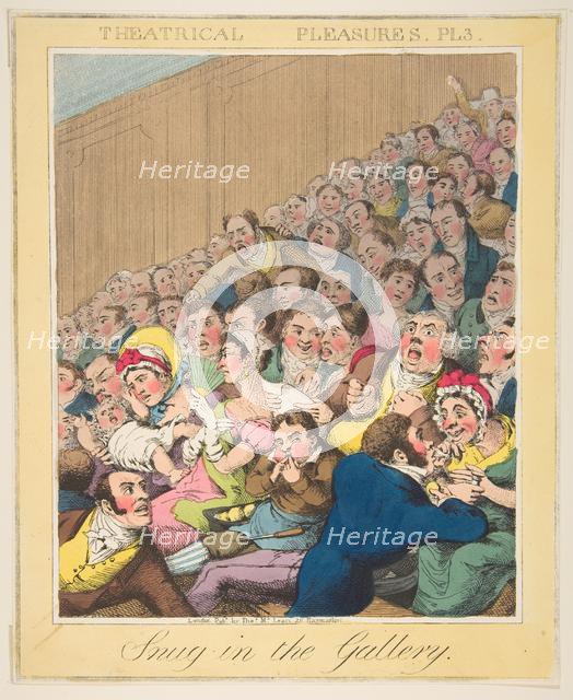 Theatrical Pleasures, ( Snug in the Gallery, Plate 3), ca. 1835. Creator: Theodore Lane.