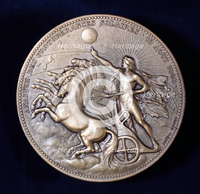 Medal commemorating Pierre Janssen and Norman Lockyer, French and English astronomers, 1868. Artist: Unknown