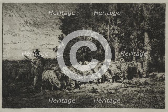 A Herd at the Edge of a Forest, 1880. Creator: Charles-Émile Jacque (French, 1813-1894).