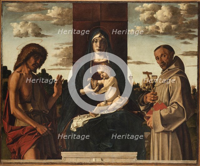 Virgin and Child with Saints Francis and John the Baptist.