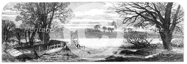 The Hunting Disaster in Yorkshire: the ferry-boat on the Ure, 1869. Creator: Unknown.