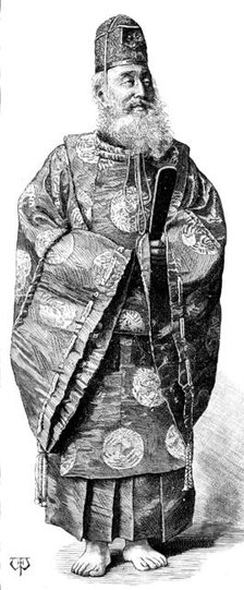 Street sketches in Tokio, Japan: Shinto priest in full costume, 1890. Creator: Unknown.