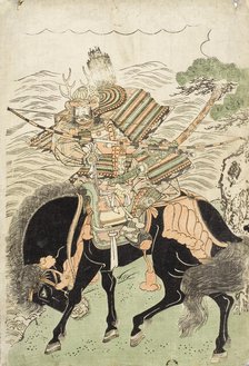 Warrior Mounted on a Black Horse (image 2 of 2), c1780s. Creator: Kitao Shigemasa.