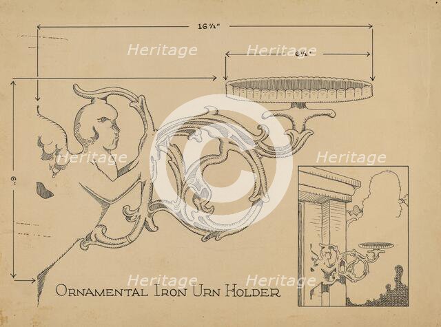 Cast Iron Urn Holder, c. 1936. Creator: Thomas Byrne.