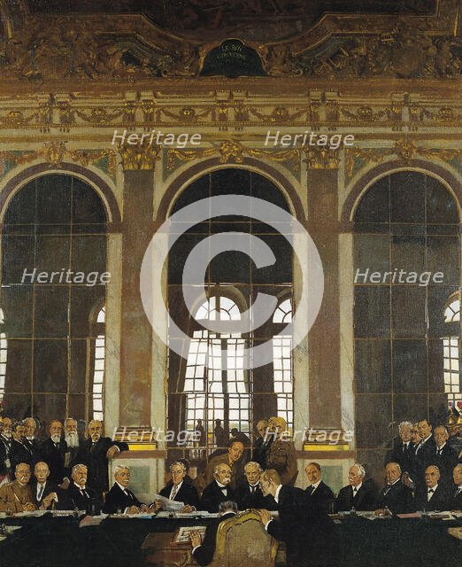 The Signing of Peace in the Hall of Mirrors, Versailles, 28 June 1919, 1919. Creator: Orpen, Sir William (1878-1931).