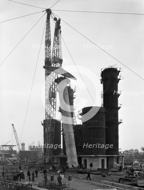 Erecting an absorption tower, Coleshill coal preparation plant, Warwickshire, 1962.  Artist: Michael Walters