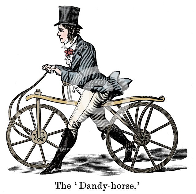 A Dandy-Horse or Draisienne of the type fashionable c1820. Artist: Unknown.