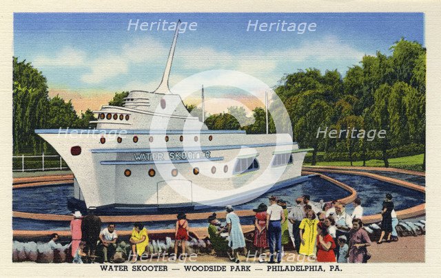 Water Scooter boat ride, Woodside Park, Philadelphia, Pennsylvania, USA, 1947. Artist: Unknown