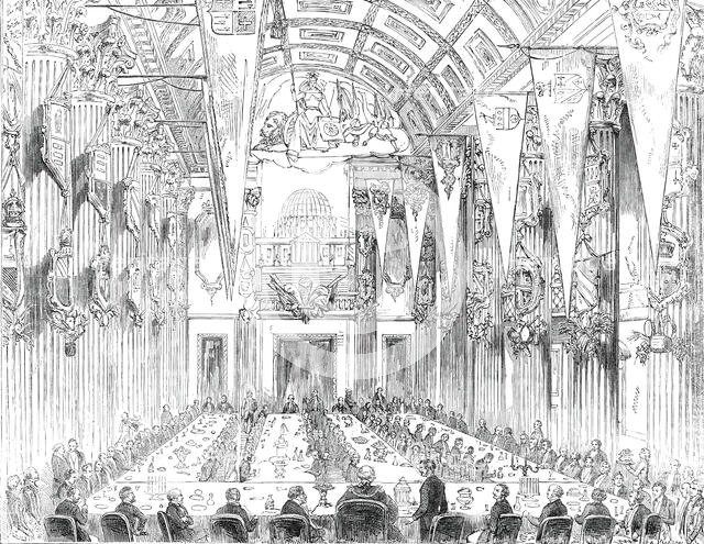 Banquet in the Egyptian Hall, at the Mansion-House, 1850. Creator: Unknown.