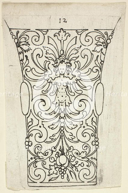 Plate 12, from XX Stuck zum (ornamental designs for goblets and beakers), 1601. Creator: Master AP.
