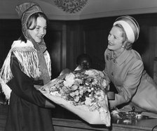 Margaret Thatcher is presented with a bouquet, Church House, London, 1st August 1972. Artist: Unknown