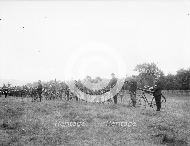Mobile unit of riflemen, with guns attached to their bicycles, Oxford, Oxfordshire. Artist: Henry Taunt