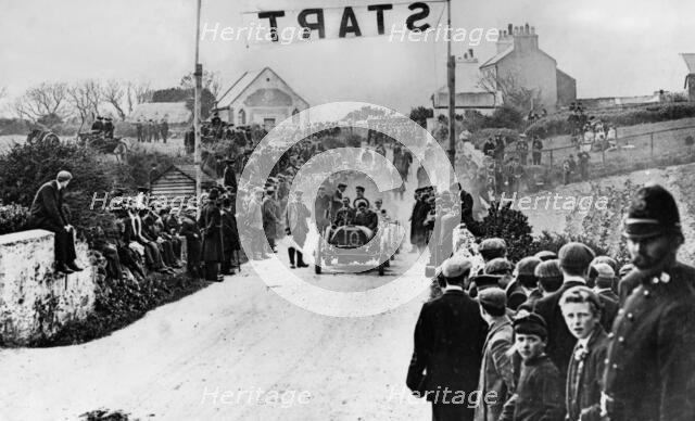 Wolseley at the start of the Gordon Bennett eliminating trials, Isle of Man, 1905. Creator: Unknown.