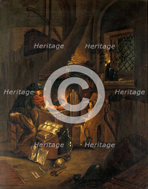 An alchemist in his laboratory, c1650s. Creator: Thomas Wyck.
