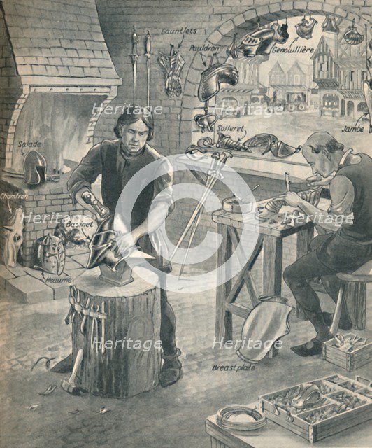 'Making Armour for the Knights of Old', c1934. Artist: Unknown.