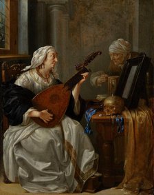 Woman Playing a Theorbo, 1660-1664. Creator: Jacob Duck.