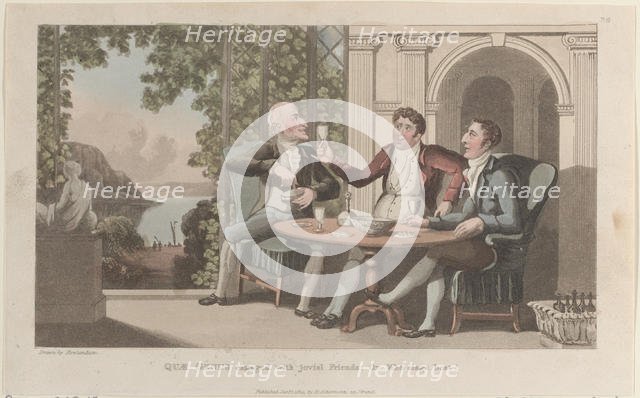 Quae Genus Engaged with Jovial Friends; Or-Who Sings Best?, from "The History o..., January 1, 1822. Creator: Thomas Rowlandson.