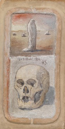 Figure in the Desert, and a Skull, Tampere Cathedral Frescoes, 1904. Creator: Hugo Simberg.