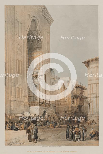 Egypt and Nubia, Volume III: Grand Entrance to the Mosque of the Sultan Hassan, 1849. Creator: Louis Haghe (British, 1806-1885); F.G.Moon, 20 Threadneedle Street, London.