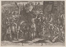 Plate 17: David Returning in Triumph with the Head of Goliath, from 'The Batt..., ca. 1590-ca. 1610. Creator: Antonio Tempesta.