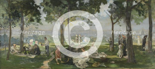 Sketch for the town hall of Vanves (Hauts-de-Seine): View of Paris from Vanves, 1902. Creator: Paul Leon Felix Schmitt.