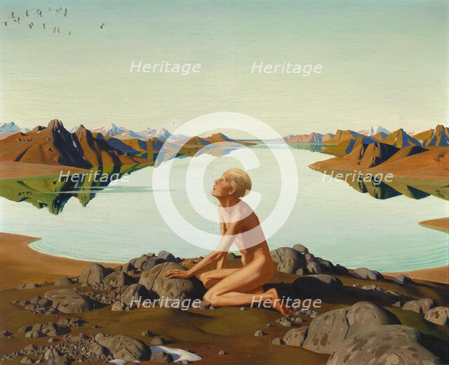 The Bird Flight (Boy At A Mountain Lake), 1932. Creator: Reyl-Hanisch, Herbert von (1898-1937).