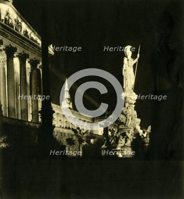 The Austrian Parliament Building by night, Vienna, Austria, c1935. Creator: Unknown.