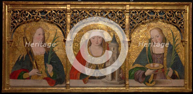 Saints Apollonia, Barbara, and Agatha, 1490/1500. Creator: Master Alejo.
