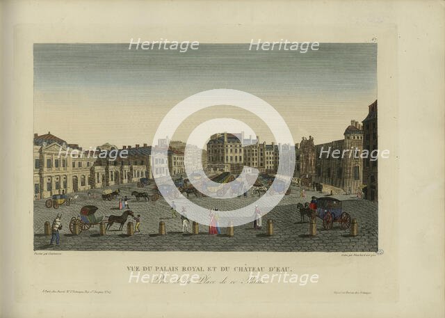 Vue du Palais-Royal et du château d'eau, prise de la place de ce palais, 1817-1824. Creator: Courvoisier-Voisin, Henri (1757-1830).