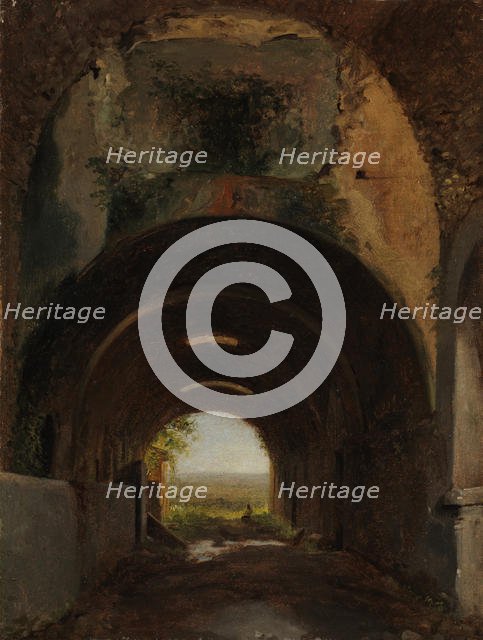 View in the Stables of the Villa of Maecenas, Tivoli, ca. 1805-10. Creator: Francois-Marius Granet.