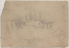 Soldiers and Cannon [verso], 1862. Creator: Winslow Homer.