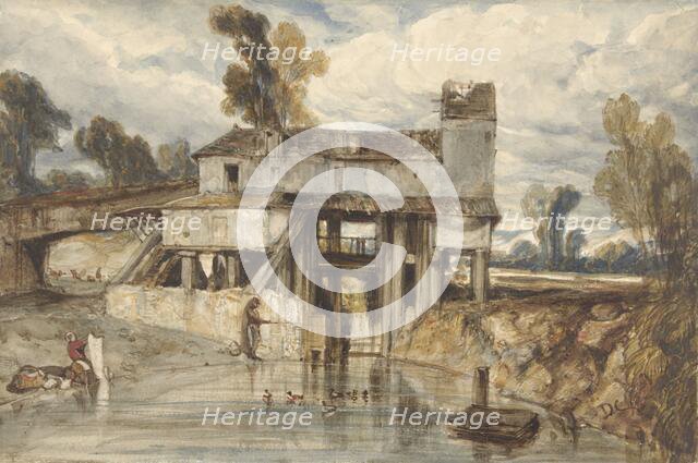 Landscape with water mill, 1813-1860. Creator: Alexandre Gabriel Descamps.