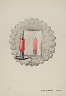 Tin-Mirror Candle Sconce, c. 1937. Creator: Majel G. Claflin.