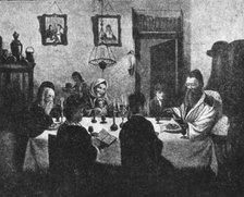 Russian Jews at Pesach Seder, c1900. Artist: Unknown