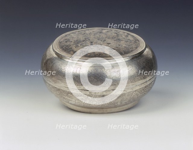 Chased silver covered box, Southern Song-Yuan dynasty, China, 13th century. Artist: Unknown