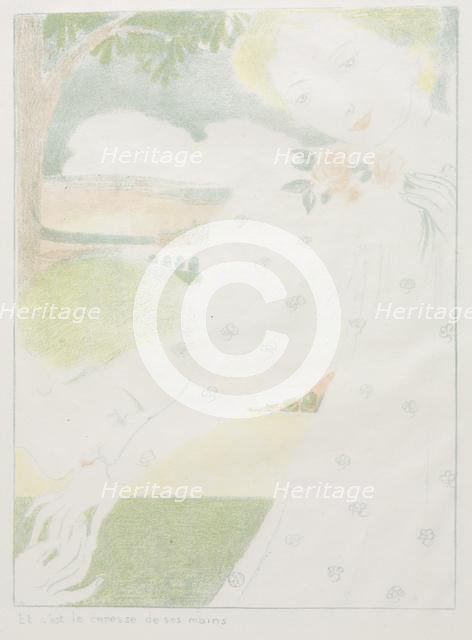 Love: Pl. 8, And It is the Caress of the Hands (Amour: Pl. 8, Et cest la caresse de ses mains), 1898 Creator: Maurice Denis (French, 1870-1943); Ambroise Vollard.