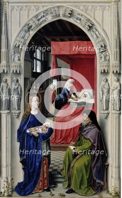 The Nativity of John the Baptist (The Altar of St. John, left panel), ca 1455. Artist: Weyden, Rogier, van der (ca. 1399-1464)