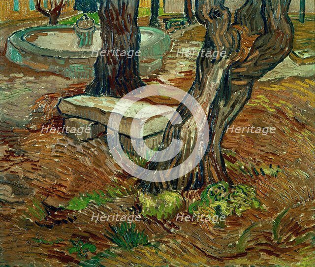 The Stone Bench in the Asylum at Saint-Remy, 1890. Creator: Gogh, Vincent, van (1853-1890).