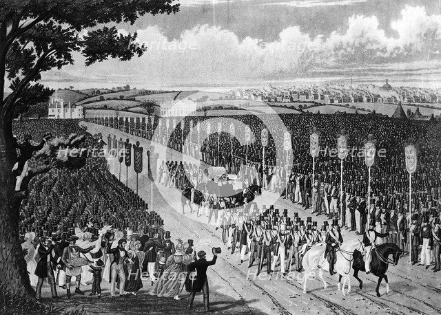 Demonstration in Copenhagen Fields, London 21 April 1834. Artist: W Summers