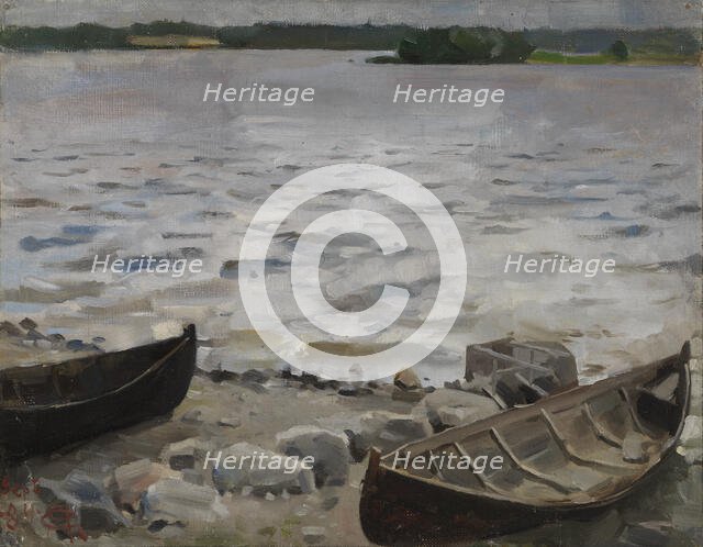 Boats on the Shore, 1884. Creator: Akseli Gallen-Kallela.