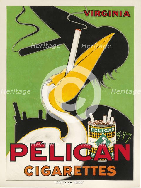 Pelican Cigarettes, c. 1930. Creator: Yray, Charles (active 1920s-1930s).