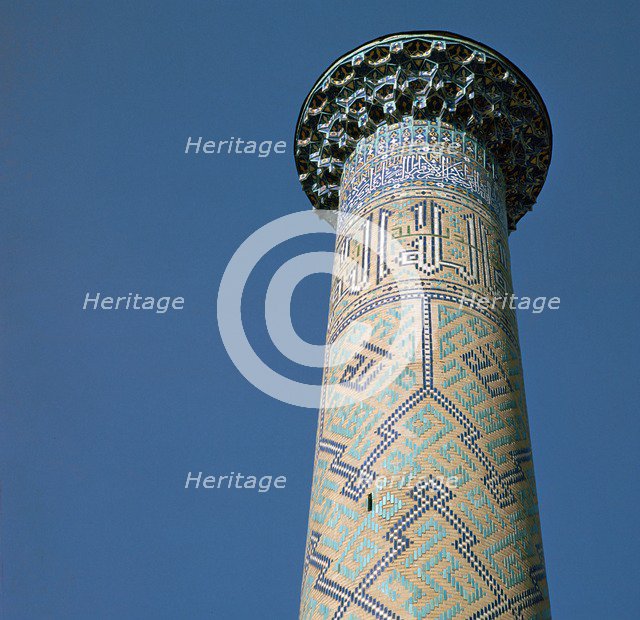 Tower of Shir-Dar Madrasa in Samarkand, 17th century. Artist: Unknown