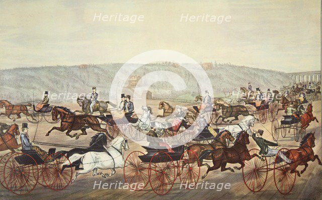 Speeding on the Avenue, pub. 1870, Currier & Ives (Colour Lithograph) 